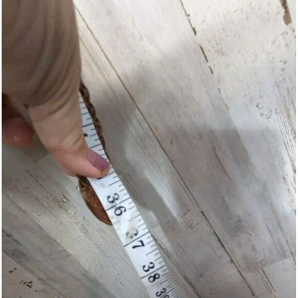 Vintage Fossil Woven Leather Belt Silver Flower Embellishments M L BOHO - Picture 5 of 5